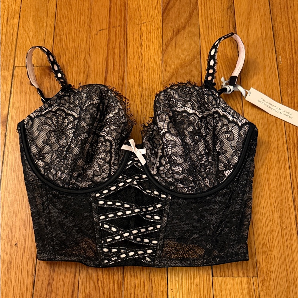 Victoria's Secret Black Lace Corset Bra